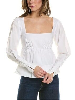 Staud Peggy Top Blouse Size Small White Long Sleeve Empire Waist Babydoll Bridal